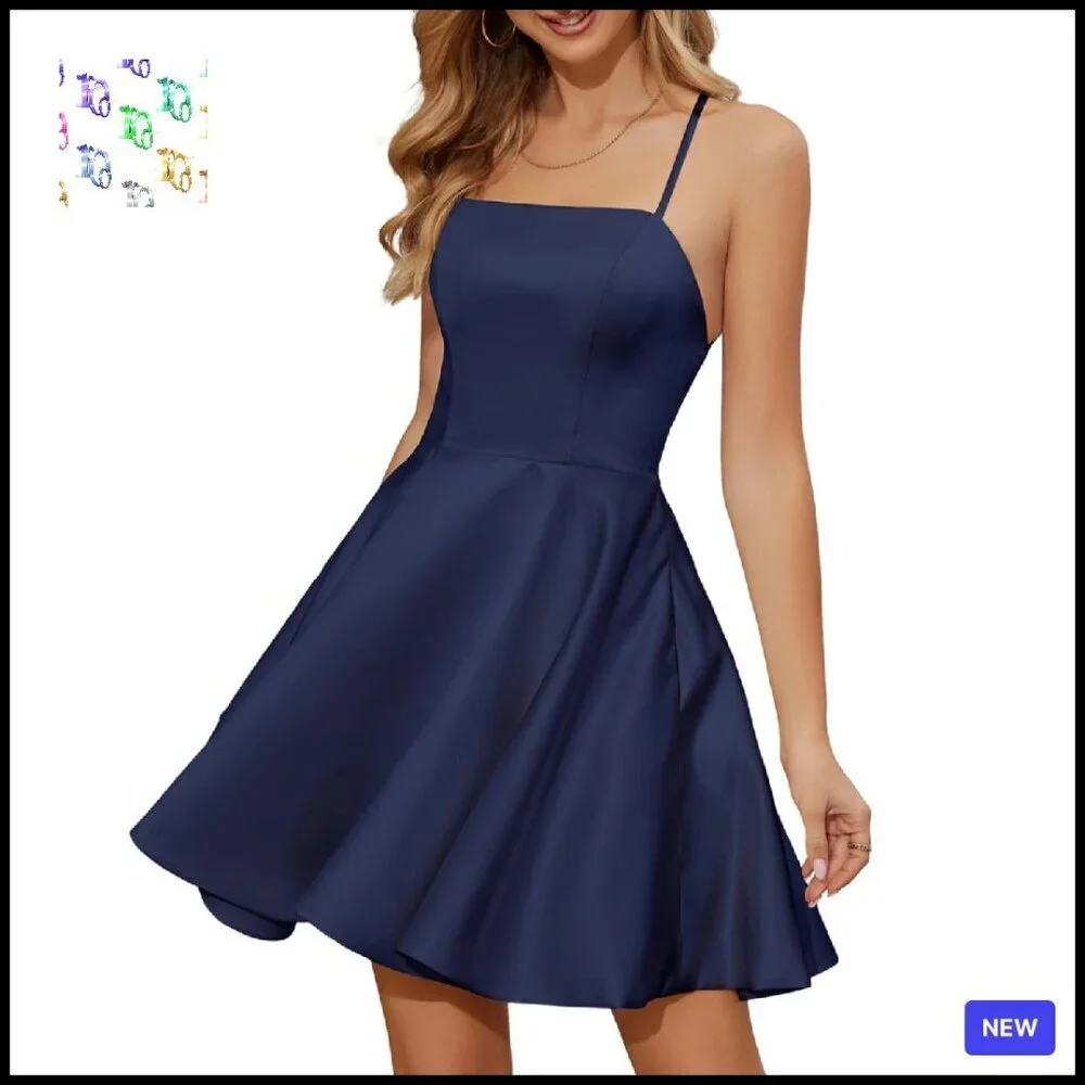 Satin Prom Dress with Pocket Built-in Bra Adjustable Straps Elegant